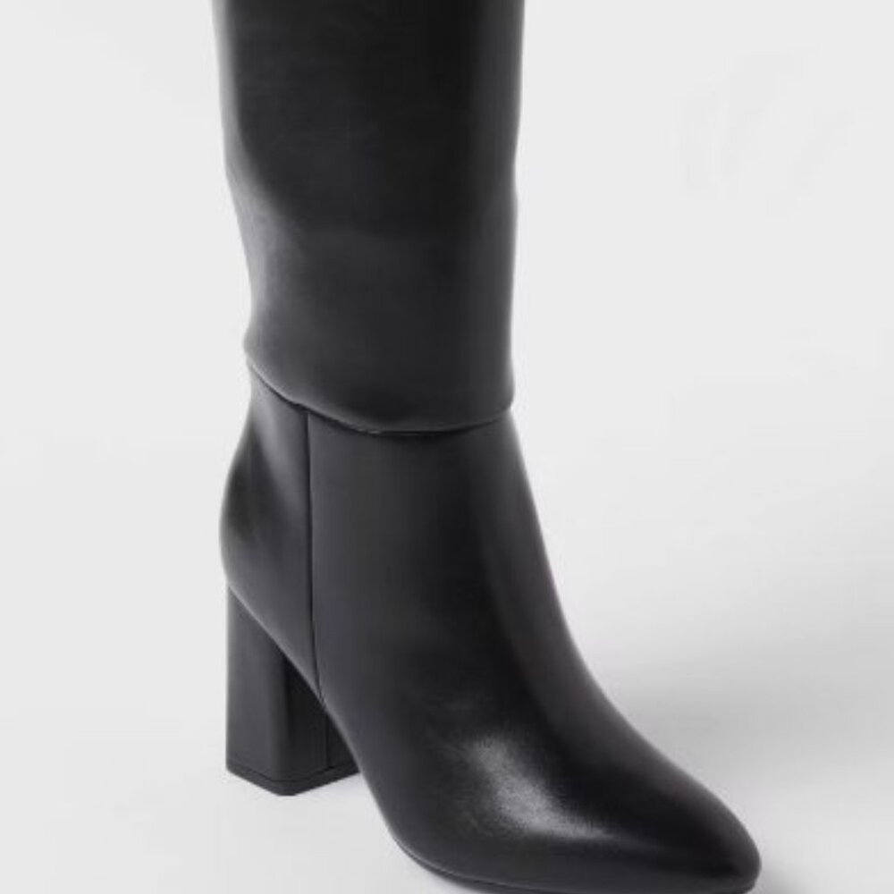 Evangeline Under Knee Heeled Boots with Memory Foam Insole Size 9